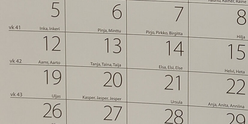 Kalenteri havainnollistamassa hierontakäyntien suunnittelua ja sopivan hierontavälin löytämistä Reijolan Fysioterapiassa Joensuussa